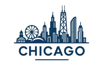 City skyline with iconic buildings and landmarks of Chicago