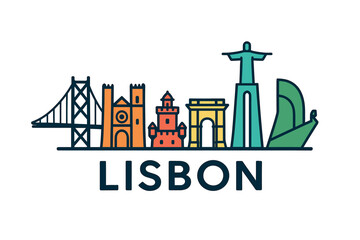 Obraz premium City skyline with iconic buildings and landmarks of Lisbon