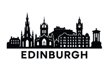 Naklejka premium City skyline with iconic buildings and landmarks of Edinburgh