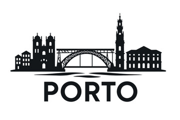 Obraz premium City skyline with iconic buildings and landmarks of Porto