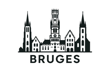 Fototapeta premium City skyline with iconic buildings and landmarks of Bruges