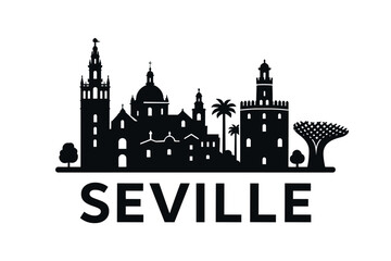 Fototapeta premium City skyline with iconic buildings and landmarks of Seville