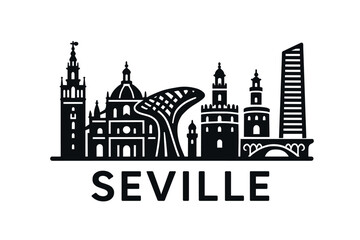 Obraz premium City skyline with iconic buildings and landmarks of Seville