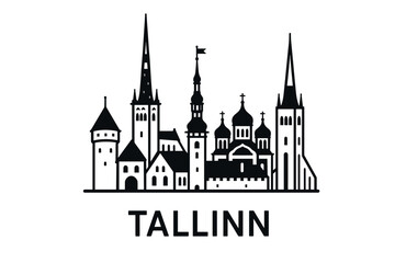Obraz premium City skyline with iconic buildings and landmarks of Tallinn