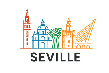 Fototapeta premium City skyline with iconic buildings and landmarks of Seville