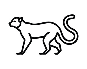 Stylized line art of a standing monkey with a curled tail