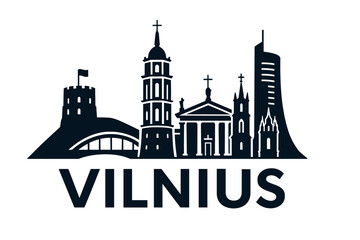 Fototapeta premium City skyline with iconic buildings and landmarks of Vilnius