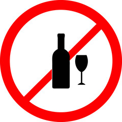 Alcohol Free Zone Sign Red Circle Prohibition Symbol