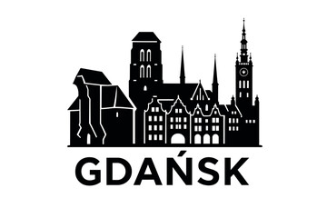 Obraz premium City skyline with iconic buildings and landmarks of Gdańsk