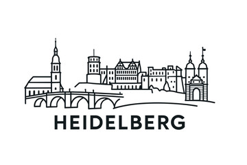 Fototapeta premium City skyline with iconic buildings and landmarks of Heidelberg