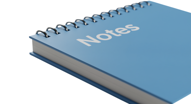 blue notebook isolated on white background