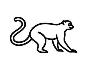 Obraz premium Simple outline drawing of a monkey walking with a curled tail