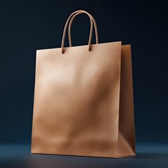 Beige shopping paper bag, studio shot