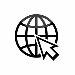 Fototapeta premium Global Network Connection Icon Cursor Click Globe Internet