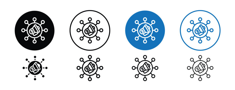 set of pixel perfect colored Viral marketing icon, 1 silhouette, 1 Unexpanded, Network graph with arrows indicating viral content spread.
