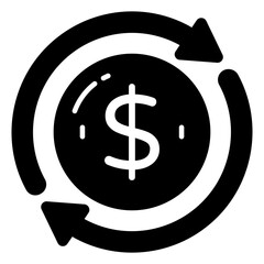 Conceptual solid design icon of financial flow