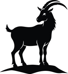 Minimal mountain goat standing silhouette vector for nature posters