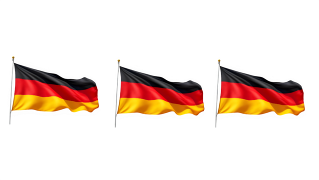 set of German Flags Waving, isolated on white background