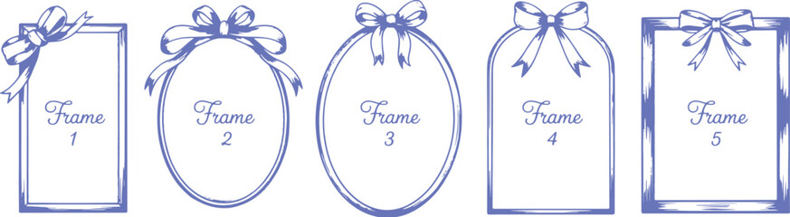 Hand-Drawn Ribbon and Bow Frame Set 
