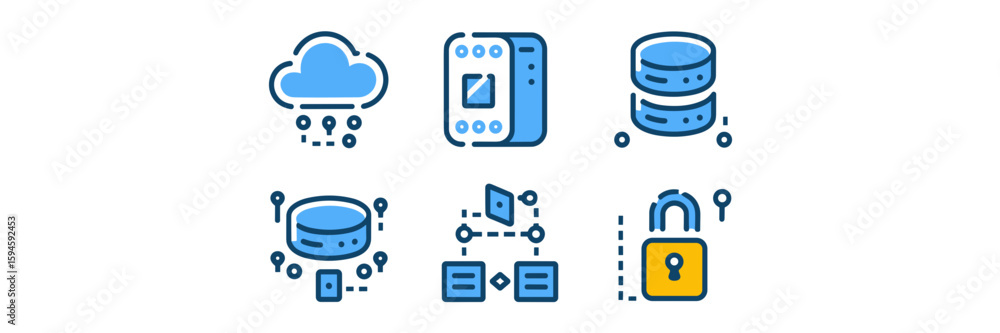 Poster modern flat design cloud computing icons – perfect for it dashboards, network systems, or cybersecur