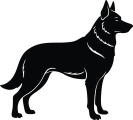 Detailed standing German shepherd silhouette vector for digital art
