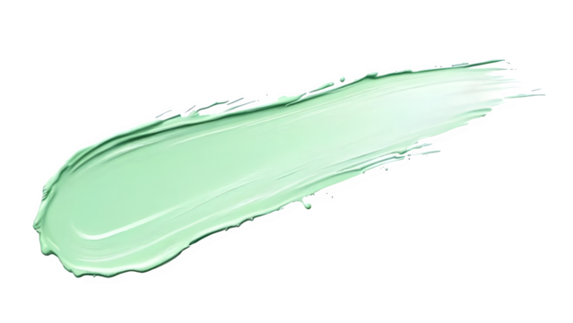 Mint green cosmetic brush stroke isolated on white background