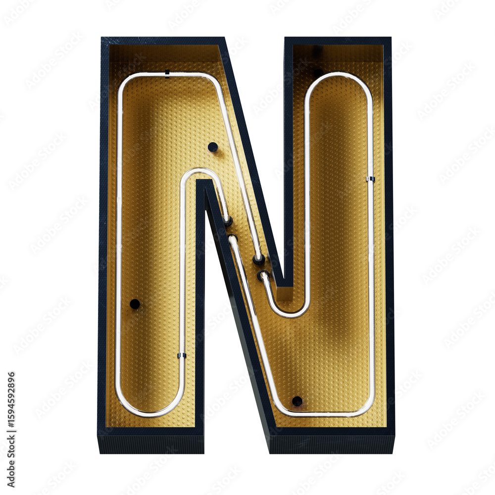 Aufkleber bright neon font with fluorescent tubes.metallic futuristic cyberpunk alphabet. 3d rendering isolate