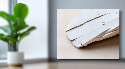 Close up of textured white surface with water droplets, creating serene and calming atmosphere