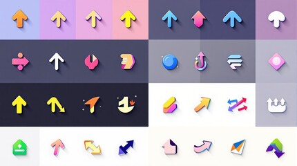Graphic collection of flat-style directional arrows and icon designs