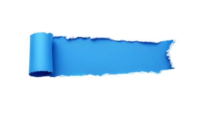 Torn blue paper banner, isolated on white background