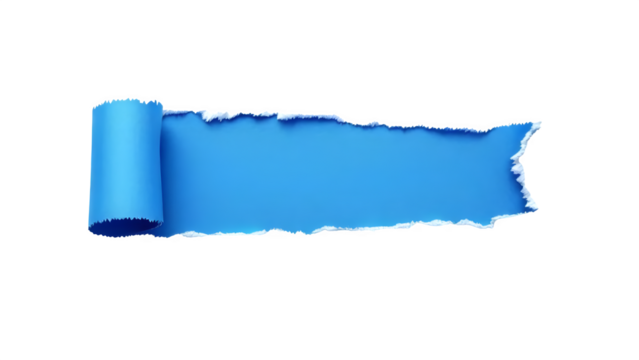 Torn blue paper banner, isolated on white background