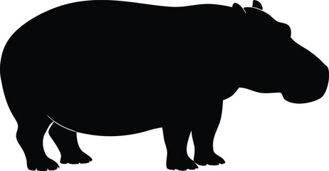 Minimalist hippo silhouette vector for print