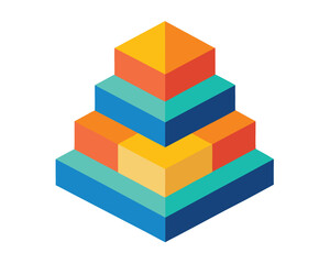 Obraz premium A colorful isometric pyramid is stacked with geometric cubes Ai Generated