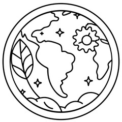 Save the Earth Line Drawing Illustration