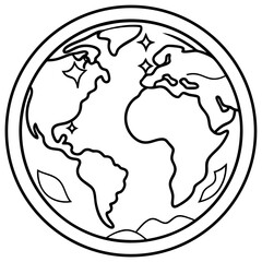 Save the Earth Line Drawing Illustration