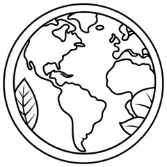 Save the Earth Line Drawing Illustration