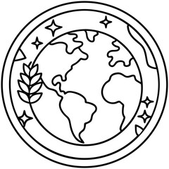 Save the Earth Line Drawing Illustration