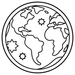 Save the Earth Line Drawing Illustration