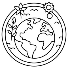 Save the Earth Line Drawing Illustration