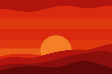 sunset sky turning deep red