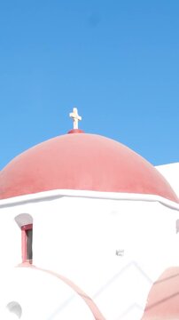 famous windmills of Mykonos island over seascape, Mykonos island, Greece. High quality 4k footage