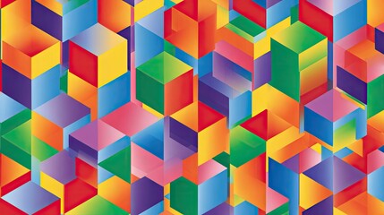 Colorful overlapping 3d cubes pattern.