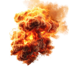 Explosion of orange-yellow fire and smoke
