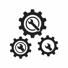Black and White Gears with Wrenches Representing Engineering Repair and Maintenance Services