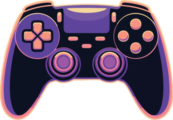 Video game controller vector illustration with joystick and buttons isolated on white background