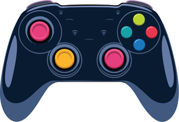 Video game controller vector illustration with joystick and buttons isolated on white background