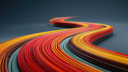 Colorful, wavy lines form an abstract design.