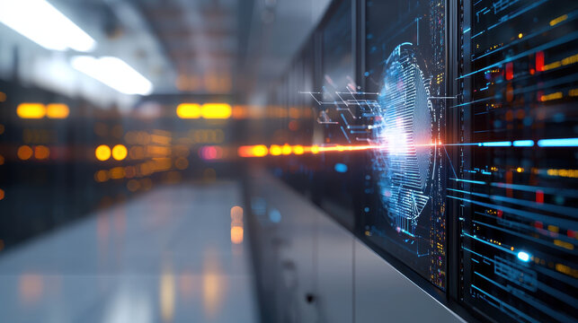 Digital transformation integration showcases advanced technology modern server room, highlighting innovation and connectivity