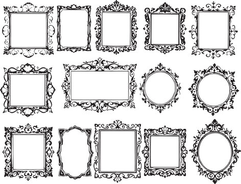 Vintage frame design line art invited grace ornate curves intricate motifs
