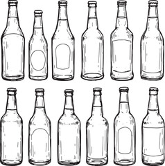 Bottle of beer line art invited simplicity elegance minimalism style design